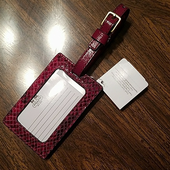 Coach Raspberry Snakeskin Luggage Tag - Picture 3 of 4